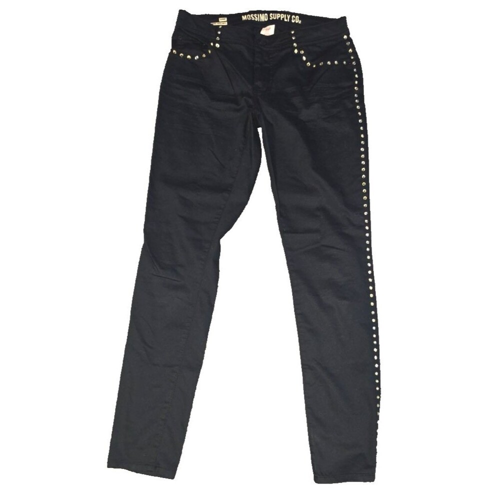 Mossimo Supply Co Skinny Jambe Moulante Black Yellow Rhinestone Size 9